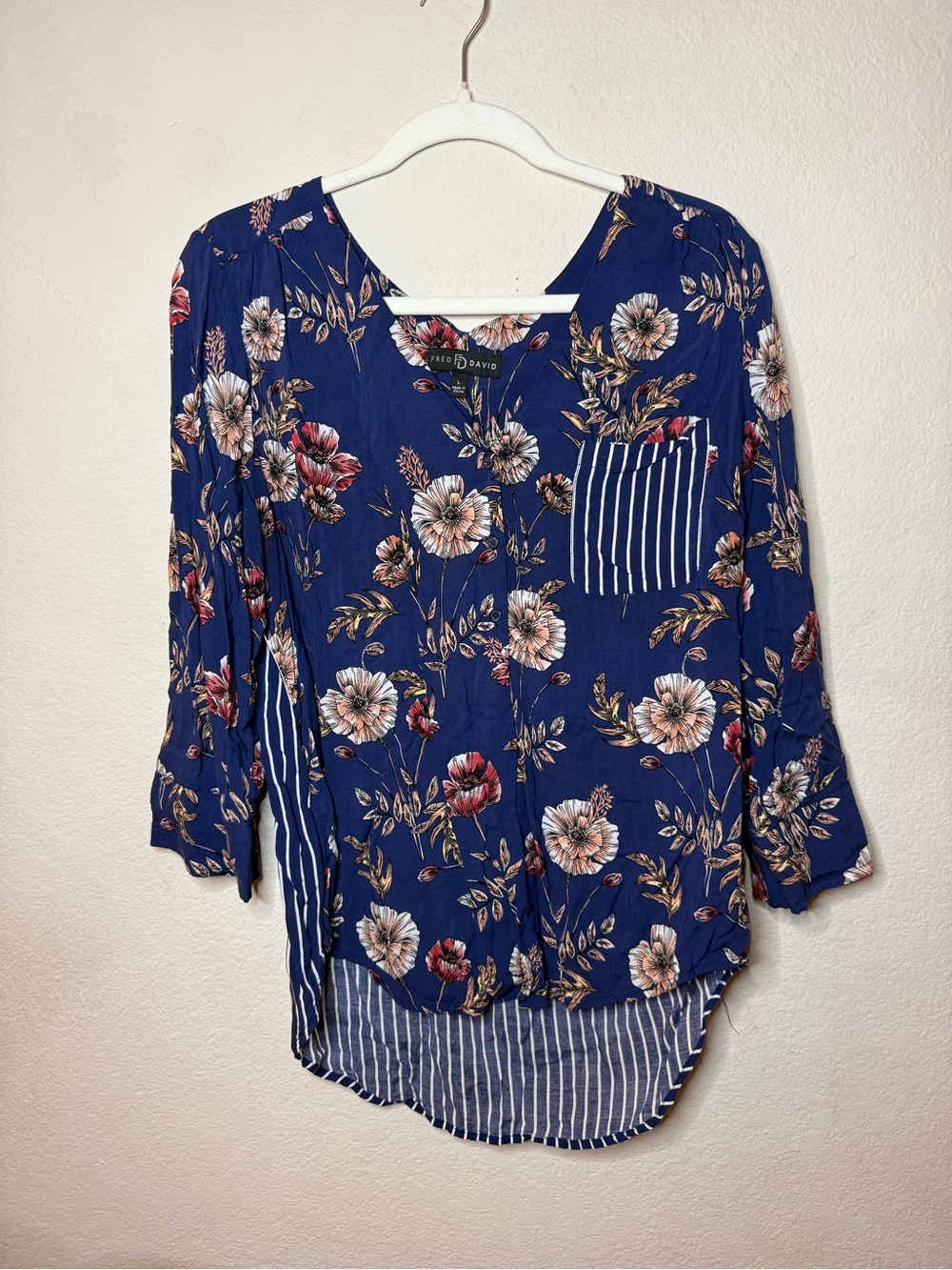 Floral V-Neck Blouse with Pocket